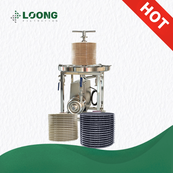 High-capacity depth stack filter cartridge (lenticular filter) for wine and pharmaceutical clarification. Lenticular Depth Stack Filter